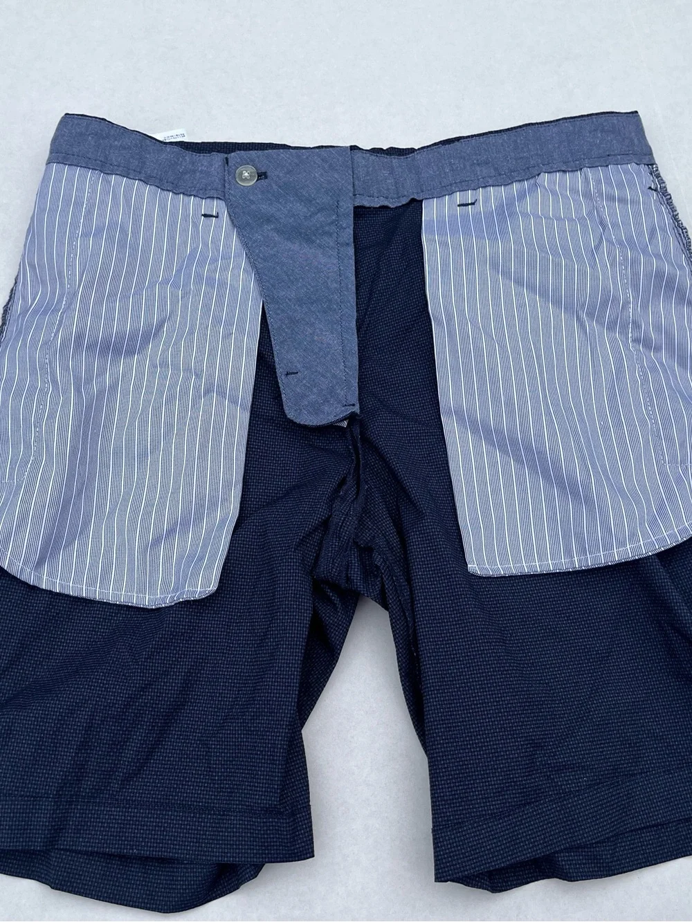 Lot of 2 Banana Republic Shorts Size 32 Slim Flat Front Chino Navy Teal Plaid